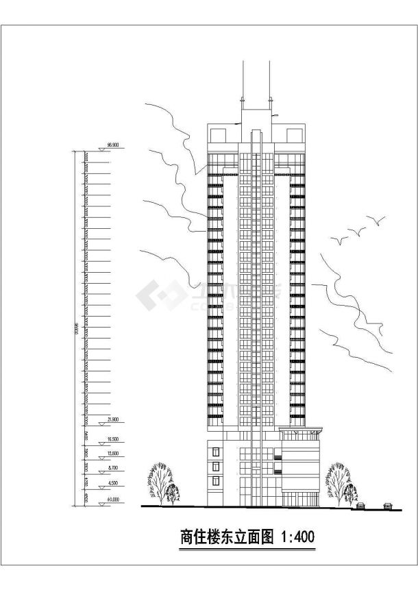 三十层大型广场商住楼建筑规划设计图-图一