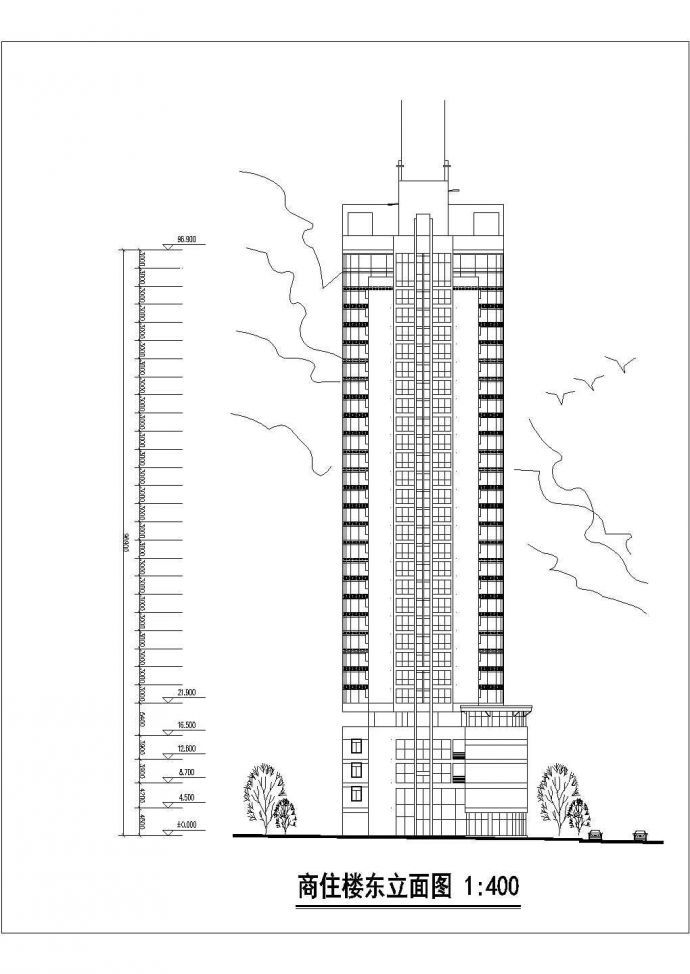 三十层大型广场商住楼建筑规划设计图_图1