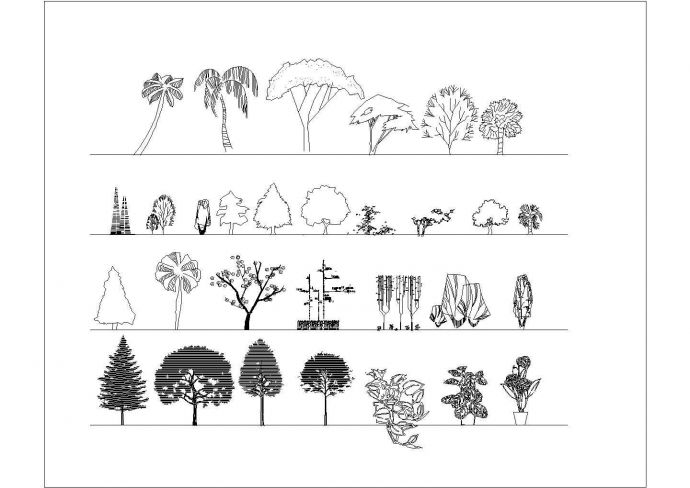 多种树木植物园林景观cad立面素材图块_图1