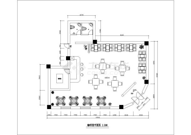 某商业街整套咖啡馆设计cad装修施工图-图一