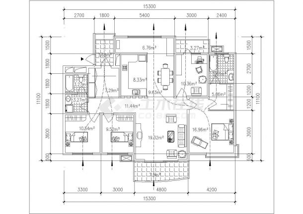 十分详细的公寓户型平面设计（共9张）-图二