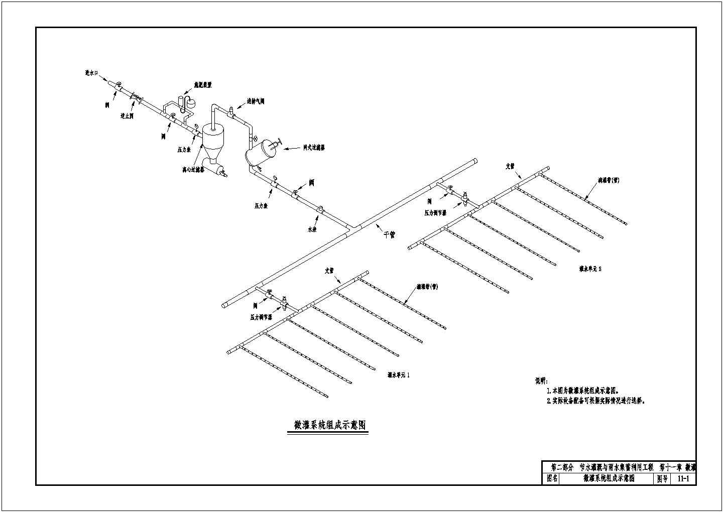 节水灌溉系统典型平面设计CAD图集（滴灌与微喷灌）