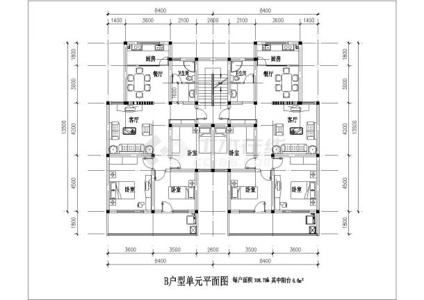 标注十分详细的住宅户型平面图 （共9张）-图一