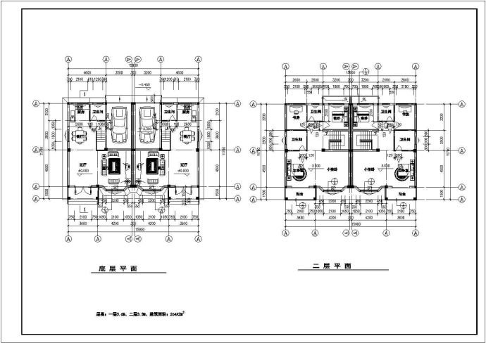 328平方米三层双拼阁楼别墅建筑设计图_图1