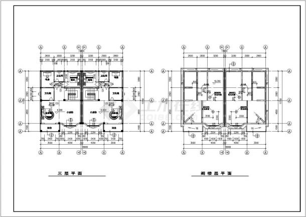 328平方米三层双拼阁楼别墅建筑设计图-图二