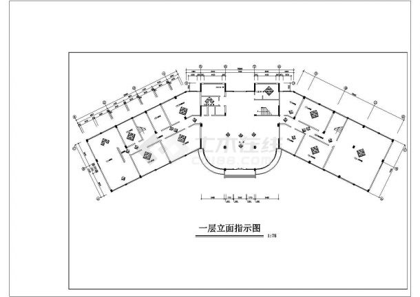 某地三层大厦写字楼室内装修设计施工图-图二