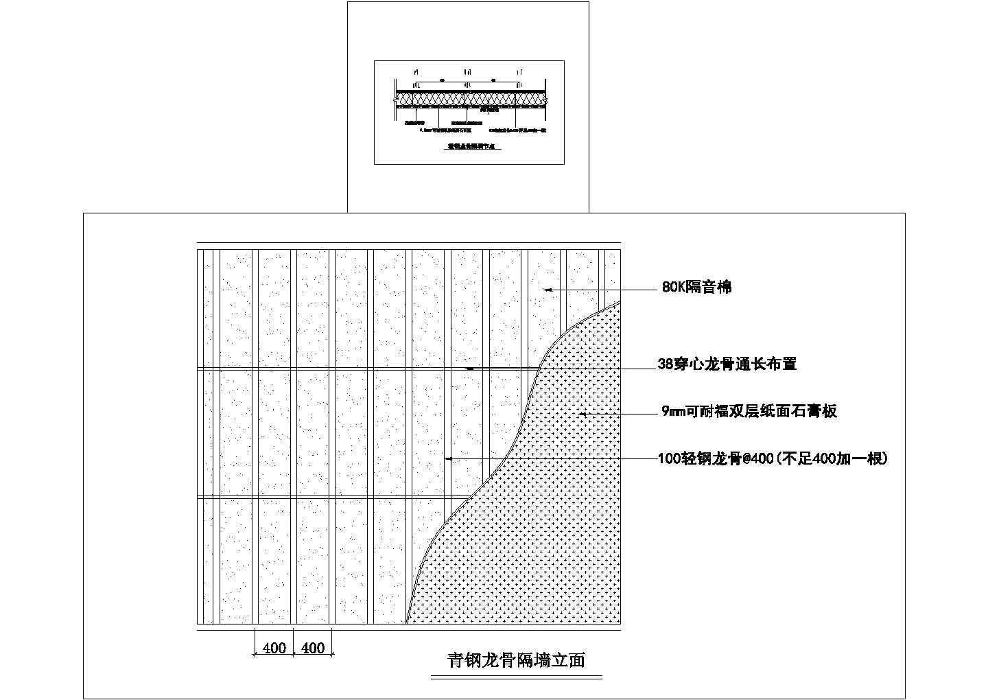 CAD轻钢龙骨石膏板隔墙详图图片下载_红动中国