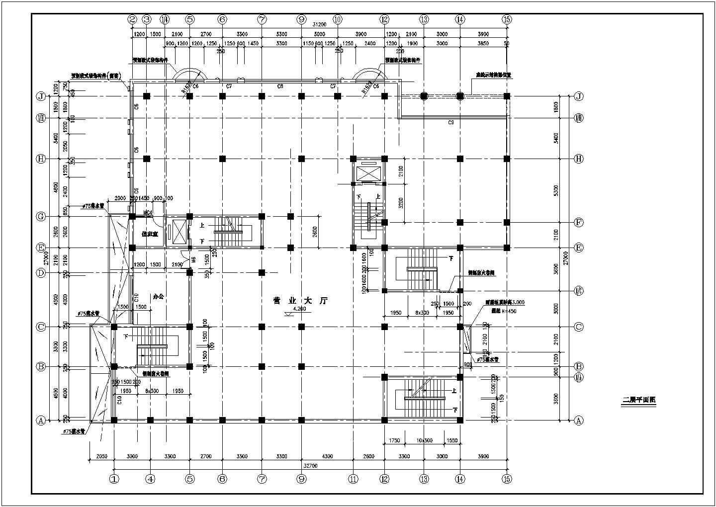 某八层商住楼建筑施工cad全套设计图纸