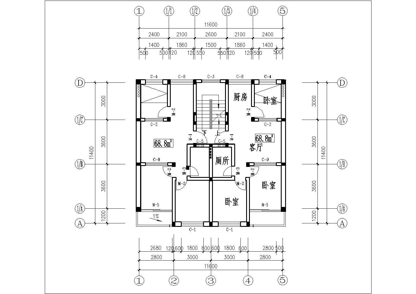 高层住宅楼标准层户型图（共4张）