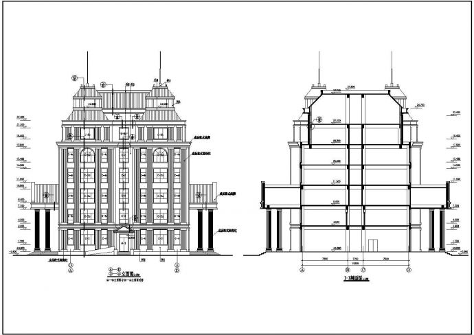 某六层欧式办公楼建筑施工CAD图_图1