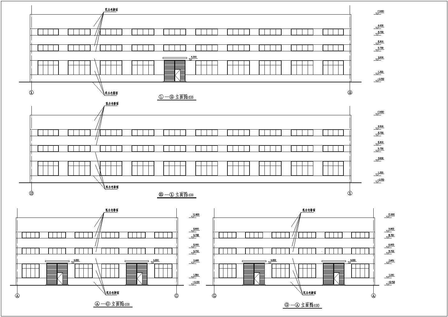 南方某标准厂房建筑施工图（共4张）