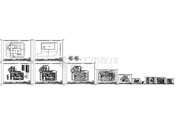 领袖咖啡馆地平面布局施工cad图，共十二张-图一