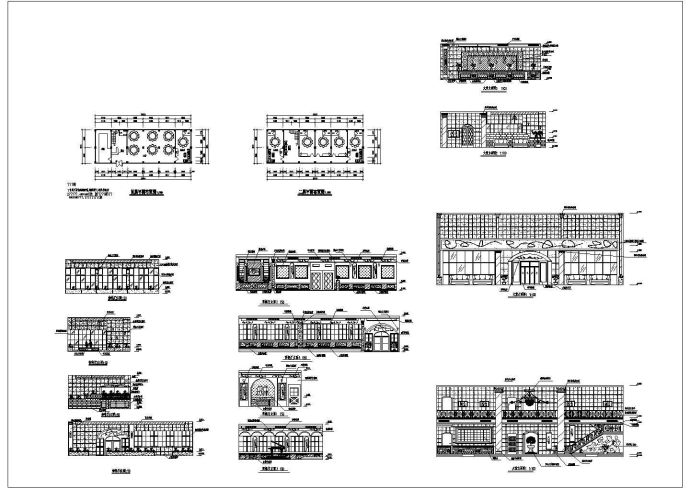 西式餐厅平立面建筑设计cad图，共14张_图1