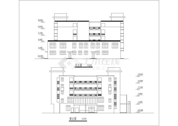 某地五层宿舍综合楼及餐厅建筑设计图-图一