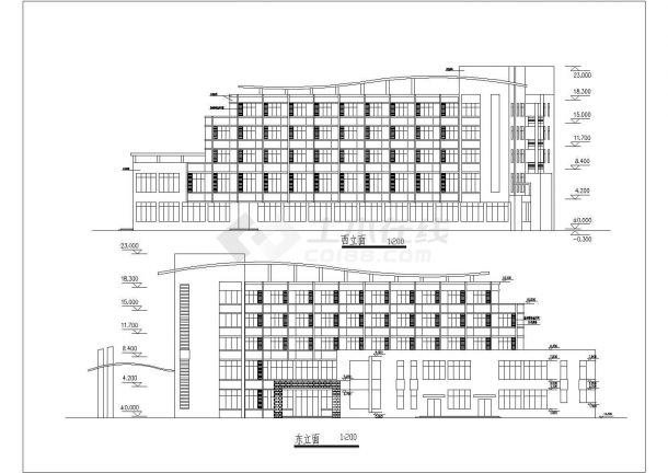 某地五层宿舍综合楼及餐厅建筑设计图-图二