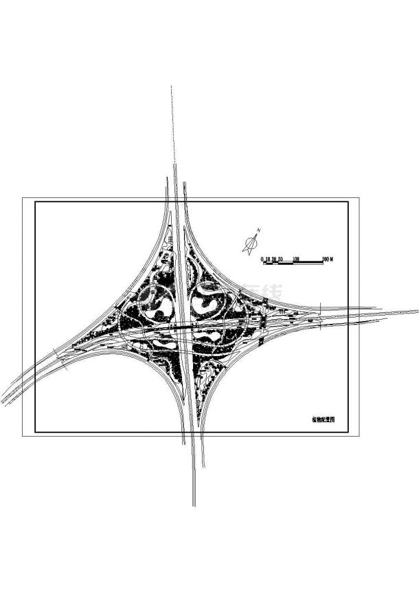 某北方立交桥cad绿化施工设计图-图二