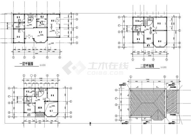 某地区三层别墅建筑结构方案全套CAD设计图纸-图二