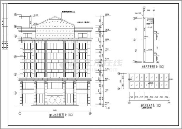 某综合办公楼建筑全套设计施工方案平立剖面图纸-图一