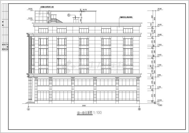 某综合办公楼建筑全套设计施工方案平立剖面图纸-图二
