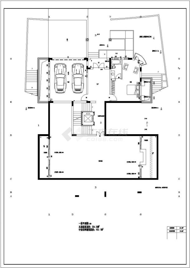 某地区全套二层独立别墅建筑初步方案CAD设计图纸-图二