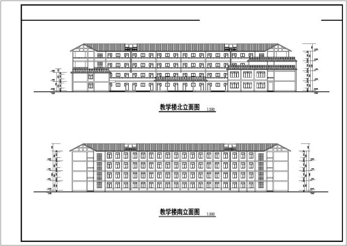 某二层农村中学建筑cad设计施工全图_图1