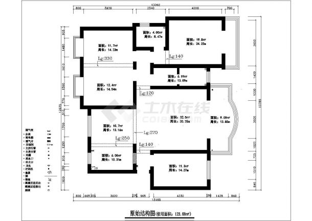 某市现代中式四房家装设计施工图纸-图一