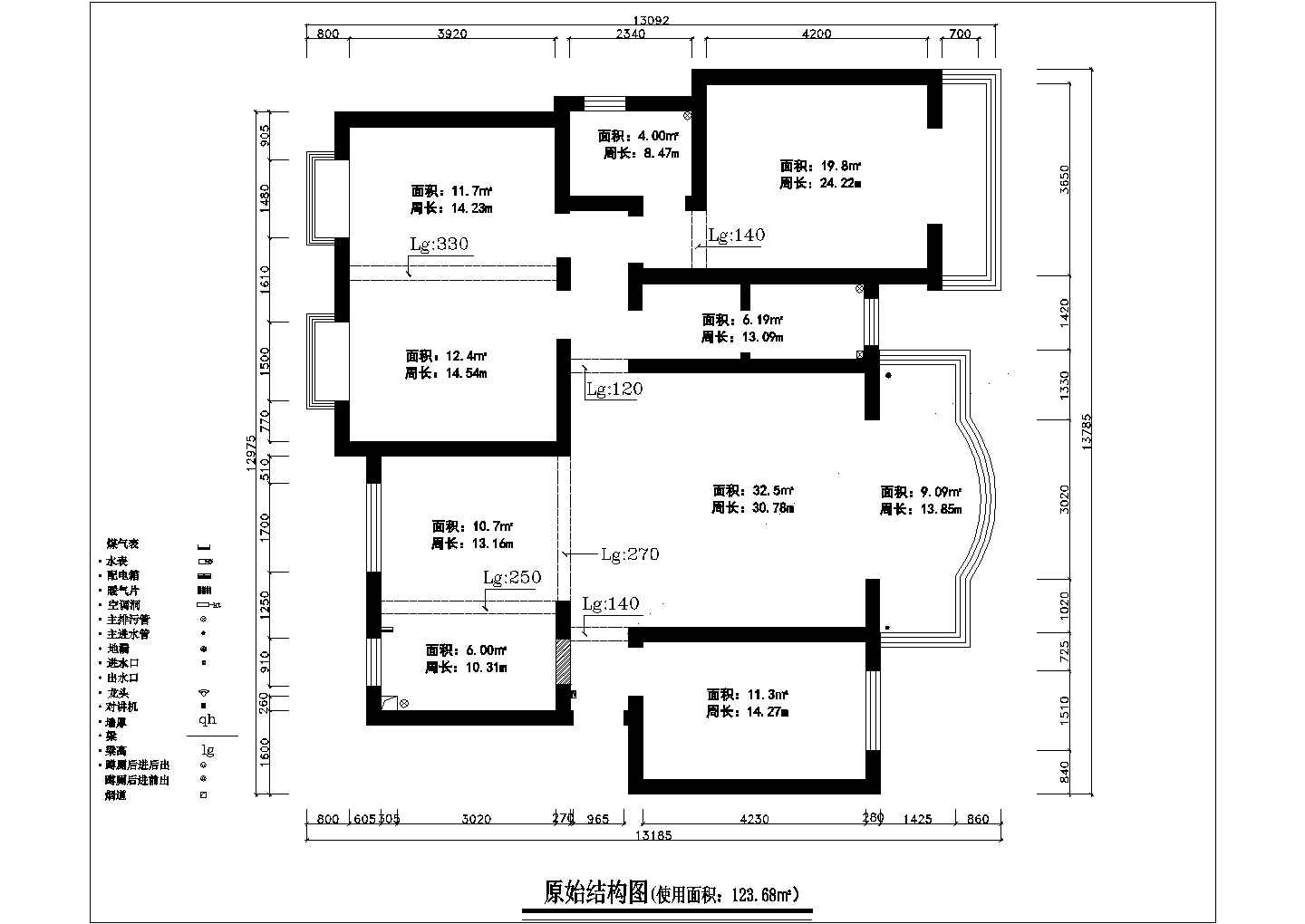 某市现代中式四房家装设计施工图纸