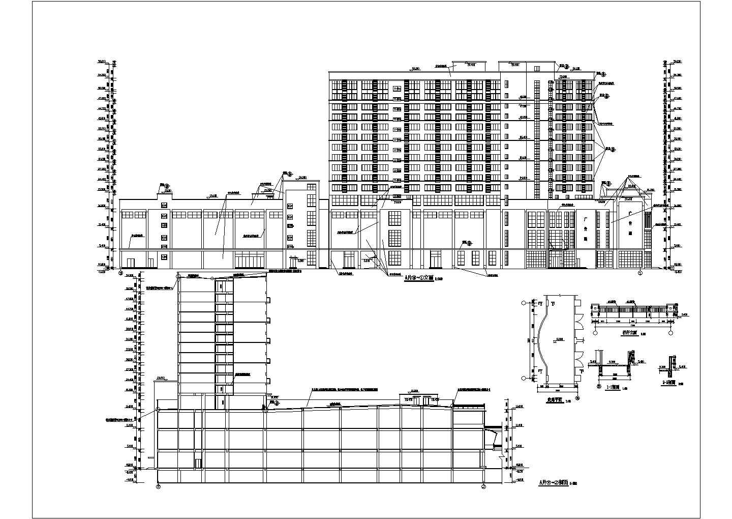 某地十六层大型广场商业楼建筑设计图