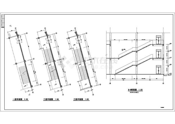 某三层楼梯及卫生间建筑设计节点详图-图二