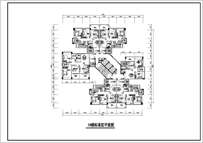 高层住宅建筑户型cad方案设计图纸_图1
