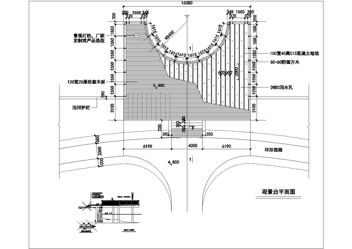 园林景观栈道平台CAD合集施工图纸