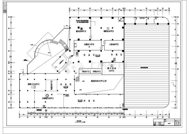 某文体中心桑拿浴场CAD设计平面图-图一
