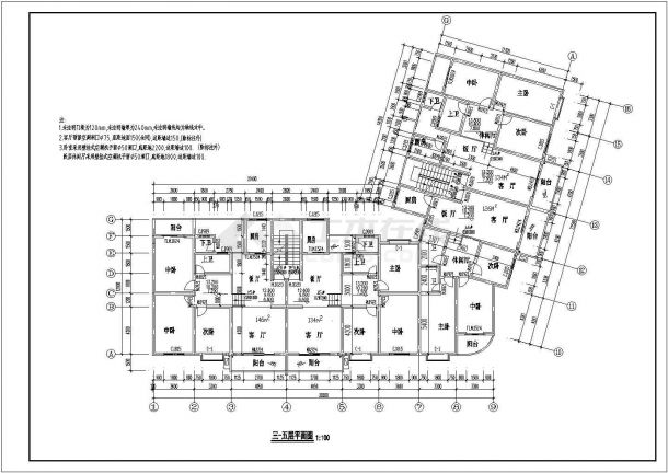 荣泰春天1号楼建筑施工图（标注详细）-图二