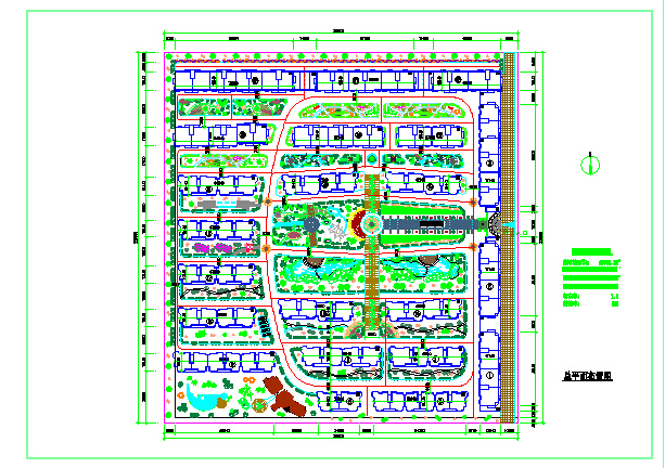 高档小区绿化规划cad平面设计图纸_图1