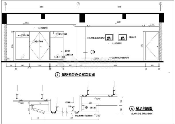 某地招商服务中心大楼办公楼设计装修施工图-图二