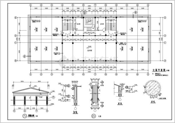 某七层欧式办公楼CAD建筑方案设计图-图二