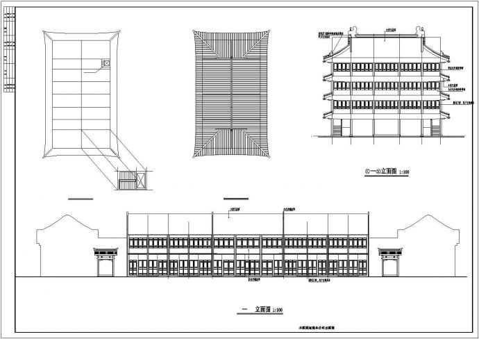 某地戏楼组合建筑设计施工CAD图_图1