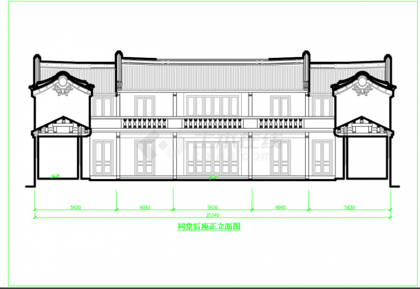 某地村庄祠堂建筑设计方案CAD图-图二