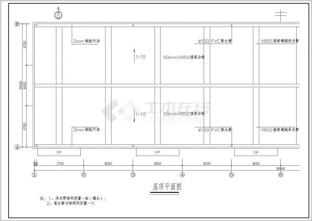 浙江某单跨单层门式钢架厂房施工图-图二