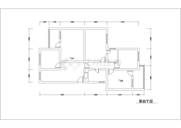 某经典三室两厅cad室内装修施工设计图纸-图一