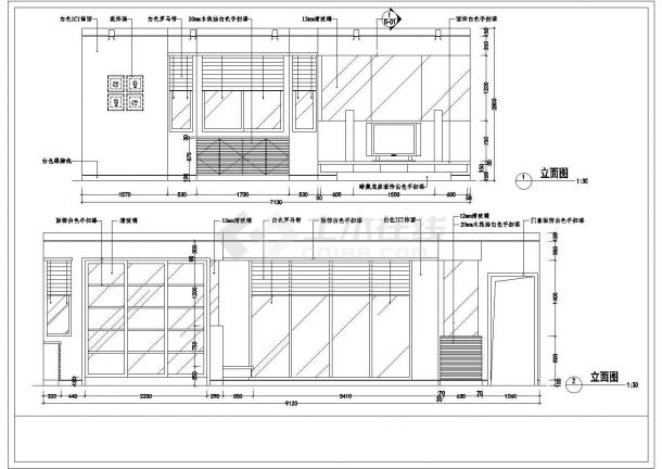 某经典三室户型室内装修cad设计施工图纸-图一