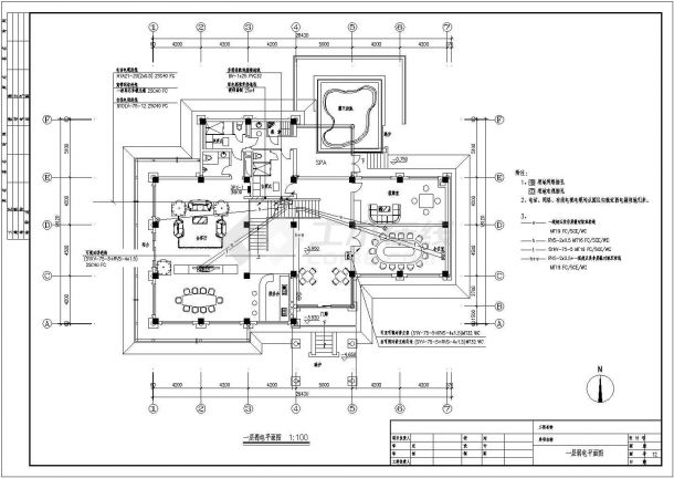 宾馆会所全套电气设计施工CAD图-图二