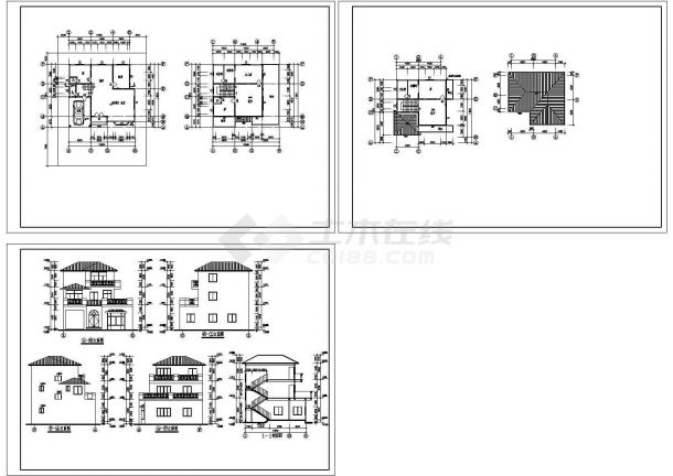 河南明州佳苑别墅建筑设计方案cad图纸，共3张-图一