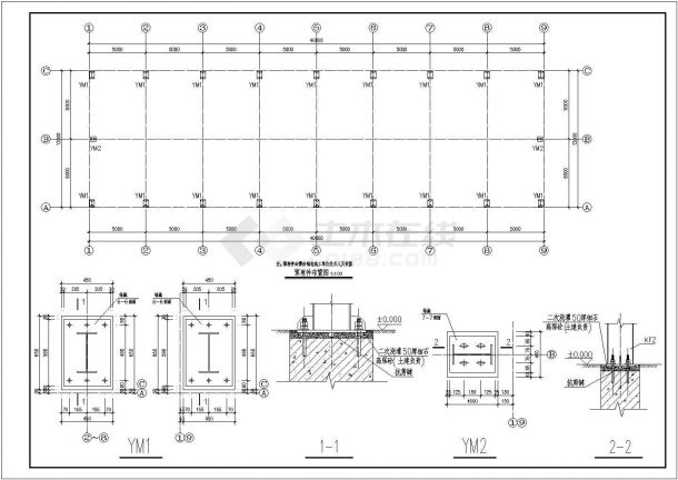 【东莞】某单层轻型门式钢架厂房结构施工图-图一