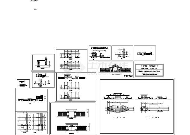 8种现代风格大门建筑设计CAD施工图，共13张-图一