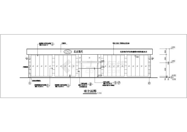 某地区最新汽车展厅立面CAD设计图-图一