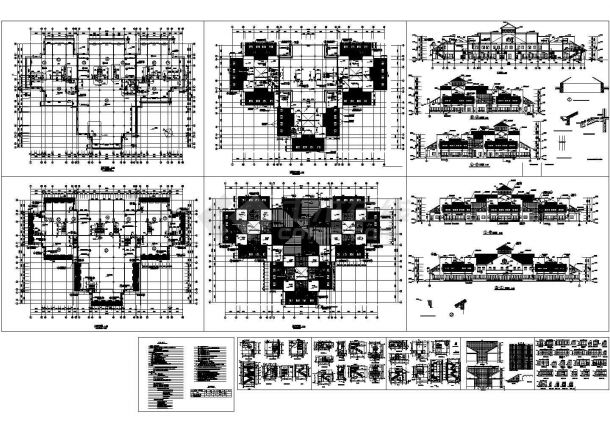 北美风情二层别墅全套建筑设计cad图纸，共12张-图一