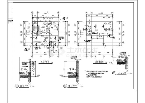 私人别墅建筑结构带效果图CAD图纸-图二