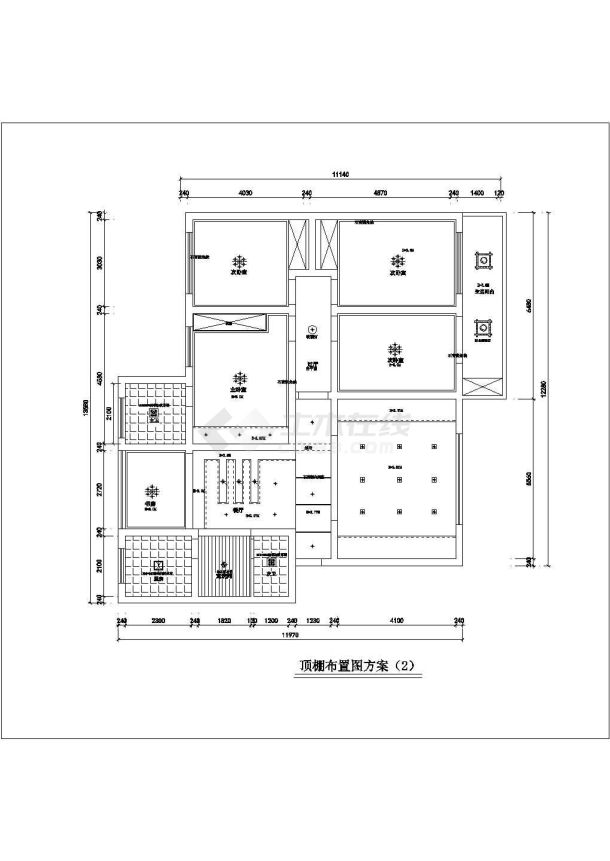 某商业详细茶楼装修cad施工工程图-图一