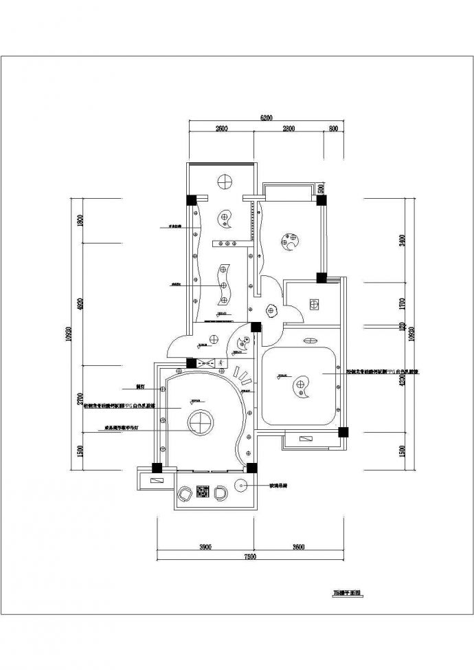一套经典两室住宅室内装修cad平面设计图_图1